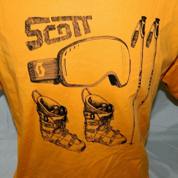 Scott Ski Goggles Graphic T  Shirt 2XL mens Yellow - Picture 2 of 7